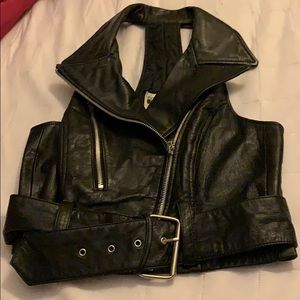 Leather zipper vest